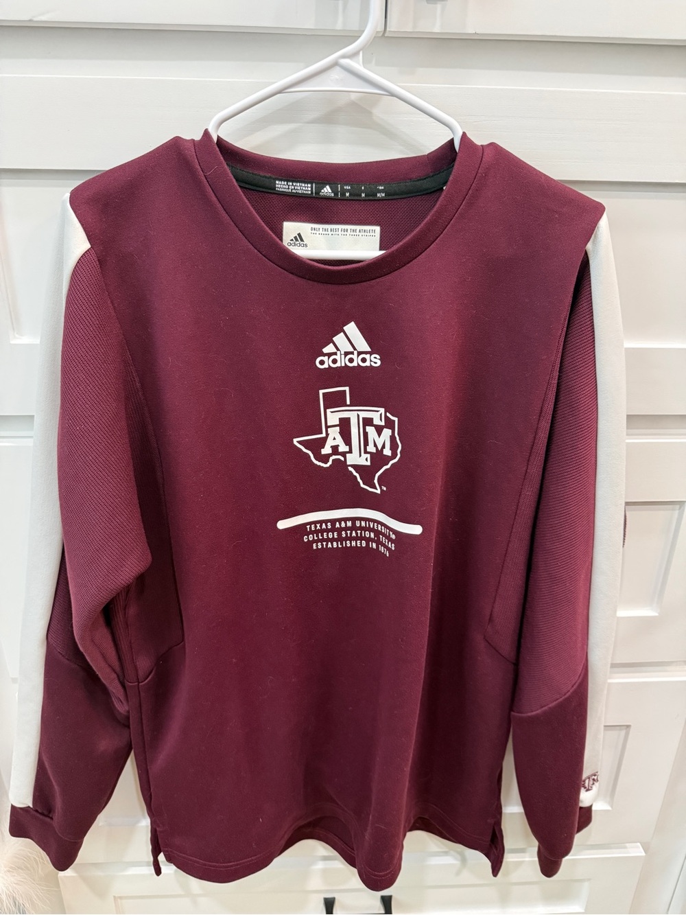adidas Maroon and White Collegiate Crewneck Sweatshirt